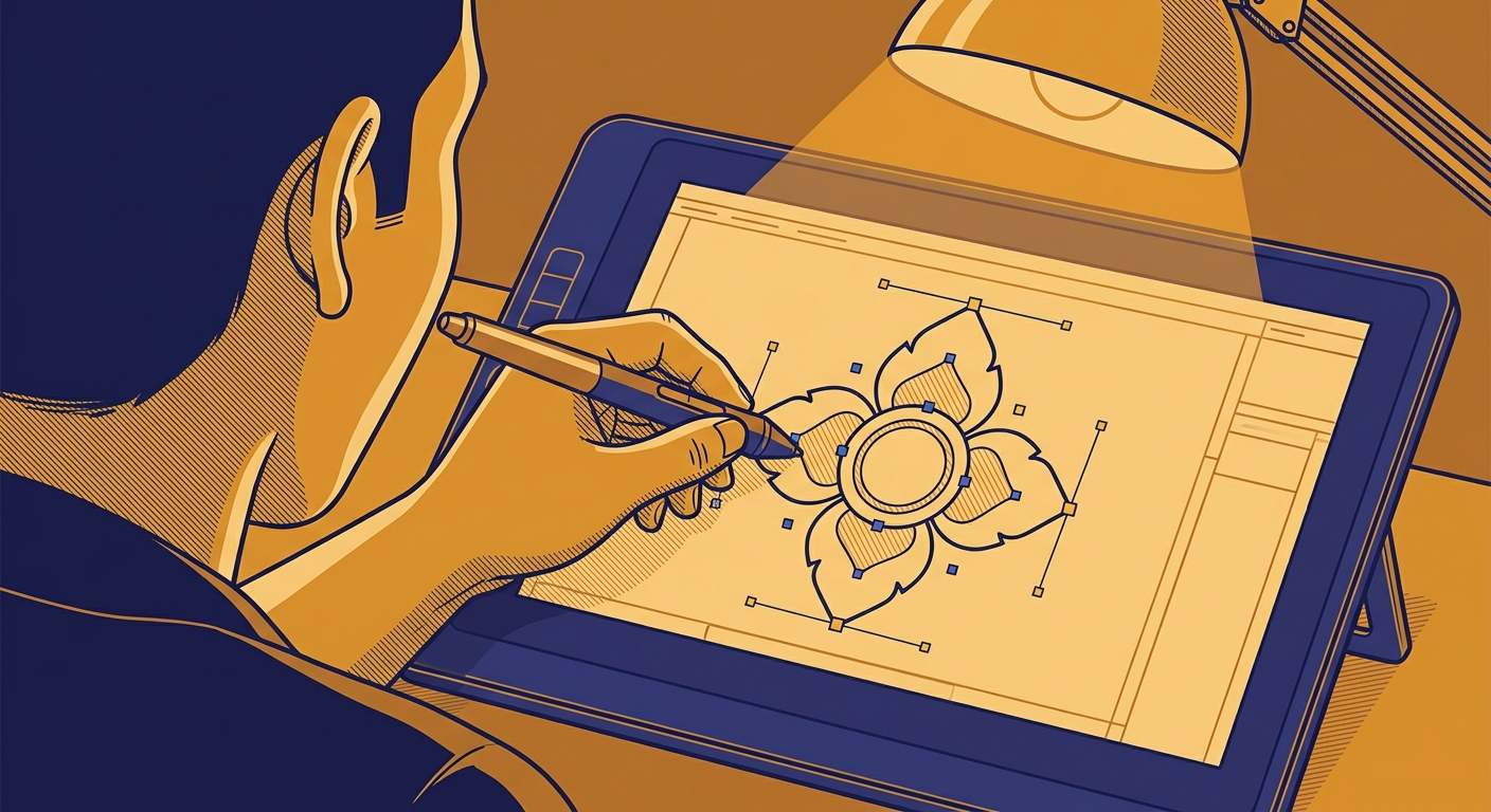 Vectorizing Traditional Thai Motifs in Illustrator